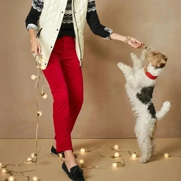 ❤️2/$50❤️[10]Talbot Coral Red Velveteen Straight  Pants - Picture 3 of 11